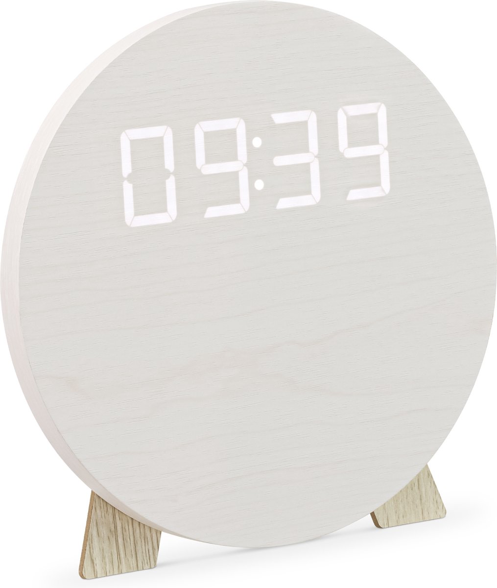 Navaris Digitale LED Wand En Bureauklok Stille Klok 12 Of 24 Uur Auto Dimmer 23 8 Cm Diameter Met Standaard Usb Kabel Woestijn Design 663482175