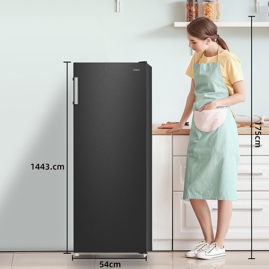 CHiQ FSD166NE4E - Vrijstaande Vriezer - No Frost - 166L - XL lades - 4 Star Freezing - Temperatuurregeling - Omkeerbare Deuren - Stil - Ijs Box - Black Inox - Energieklasse E - chiq