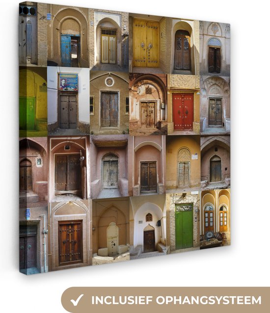 Runa Art Muur Schilderij XXL Banksy Collage 200 x 80 cm Kleurrijk 5 Delen - Made in Germany - 013255c