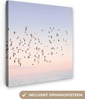 Canvas Schilderij Vogels - Zee - Lucht - Natuur - Zomer - 20x20 cm - Wanddecoratie