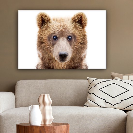 Toile Peinture Ours - Marron - Animaux - Nature - 60x40 cm - Décoration murale