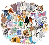 Grappige Dieren Sticker Mix | 50 Stuks | zeedieren, huisdieren, vogels, katten | Stickermix voor laptop, muur, fiets, skateboard, koelkast etc. | Geschikt voor kinderen