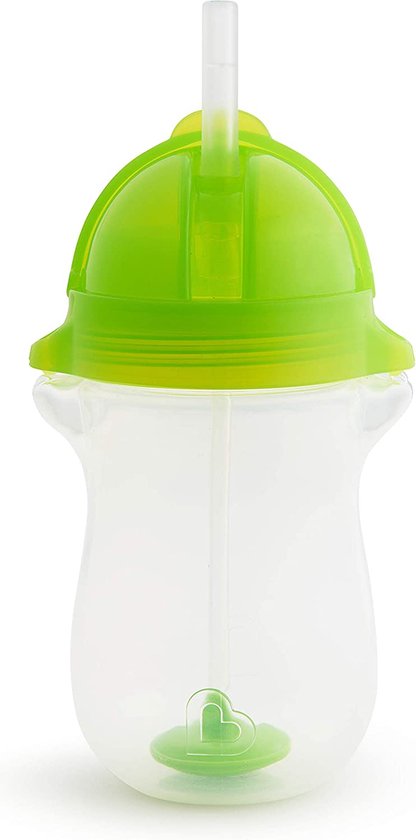 Munchkin Tip & Sip Antilek Rietjesbeker - Vaatwasserbestendig - Vanaf 12 maanden - 296ml - Groen - drinkbeker met rietje
