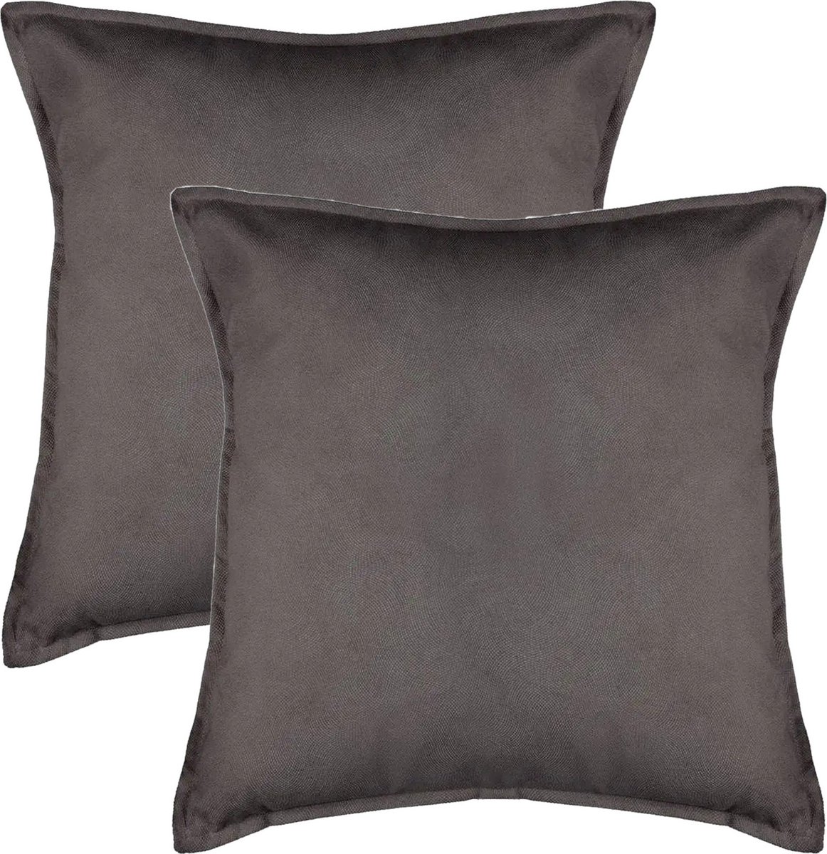 Atmosphera Bank/sierkussens huiskamer Sophia - 2x stuks - 45 x 45 cm - donkergrijs - polyester - met rits Dark grey