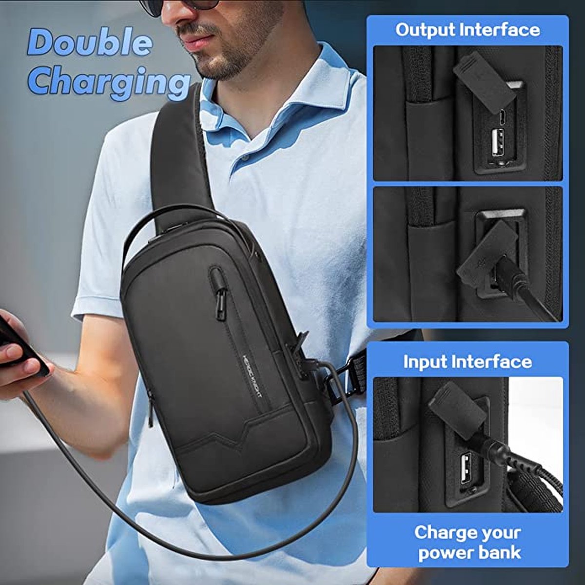 hk Sac à bandoulière pour homme, sac de poitrine étanche pour iPad 11,3"  avec port de... | bol