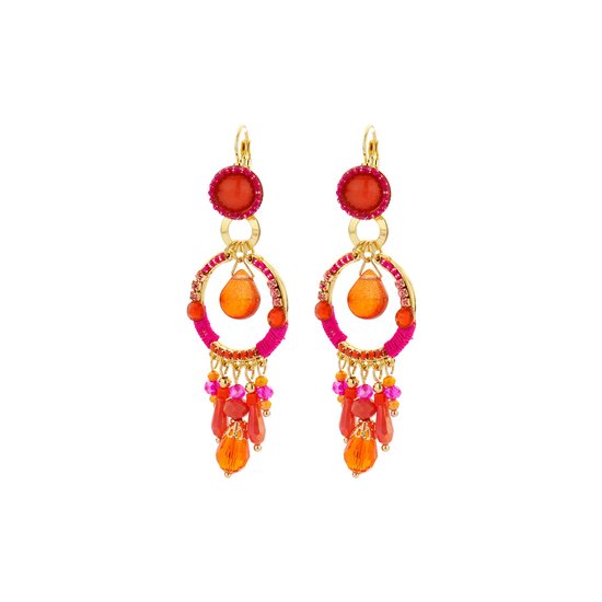 Biba - Oorbellen - Oorhangers - Style in Color - Roze/Oranje