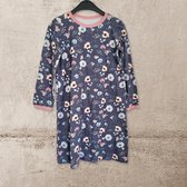 Nachthemd/Nachtjapon | Lange Mouw | Oud Blauw | Roze Details | Bloemenprint | Maat 116