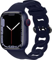 Siliconen Smartwatch bandje - Geschikt voor Apple Watch silicone chain band - donkerblauw - Strap-it Horlogeband / Polsband / Armband - Maat: 42 - 44 - 45 - 49mm