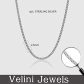 Velini jewels-2.5MM Cubaanse halsketting-925 Zilver Ketting- roestvrij ketting-40+5 CM verlenstuk met anker slot