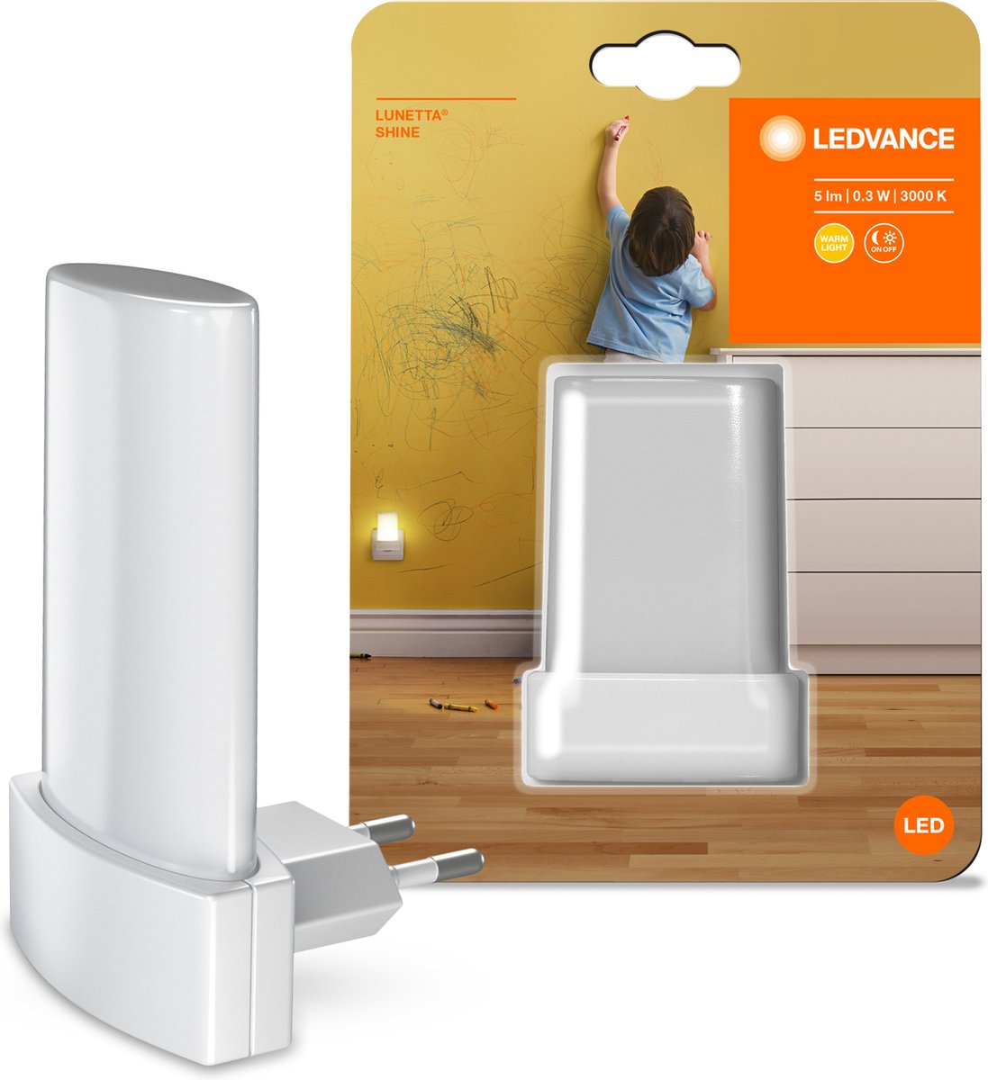 LEDVANCE Nachtlicht LED: voor stopcontact, LUNETTA Shine / -,28 W, 22-…24- V, Warm wit, 3- K, body materiaal: polycarbonate (pc), IP2-