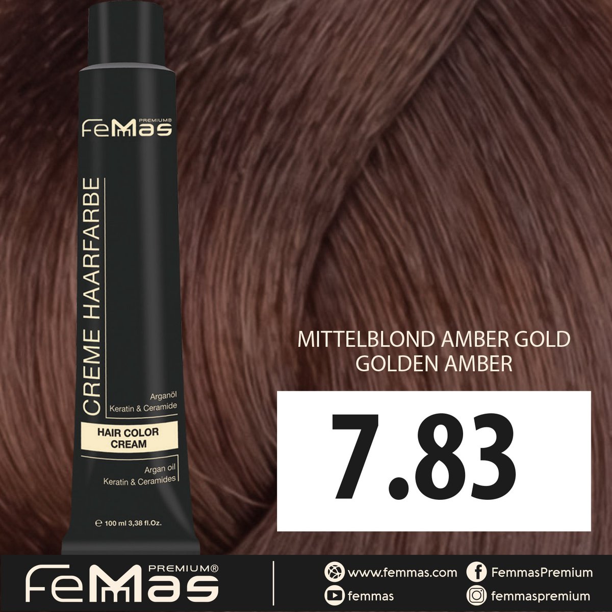 Femmas (7.83) -Haarverf - Middenblond Amber Goud - 100ml