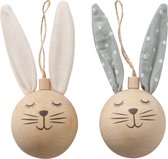 Décoration cintre lapin bois avec oreilles textile 14 cm