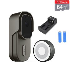 DrPhone LM4-D – Camera Deurbel Met Binnenbel – Met Stroomaansluiting & 64GB Opslag - Smartcam Camera Deurbel Met Alexa & Google Assistant – Camera Deurbel Met Mobiele App - Zwart