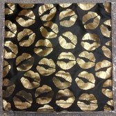 Kussenhoes - gold - zwart met gouden lippen - liefde