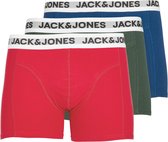 JACK & JONES Jacrikki trunks (3-pack) - heren boxers normale lengte - groen - blauw en rood - Maat: S
