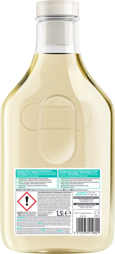 Ecover - Lessive Liquide Universelle - Chèvrefeuille & Jasmin - 5L+1,5L  offerts - Pack