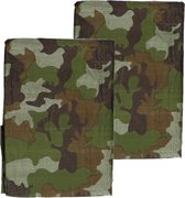 3x morceaux de bâches / bâches de camouflage vertes - 3 x 4 mètres - bâche / voile - Imprimé armée