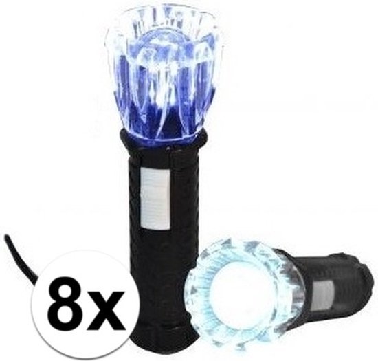 Kinder zaklamp op batterijen - 8x - zwart - 10 cm - taslamp - klein model - incl batterijen