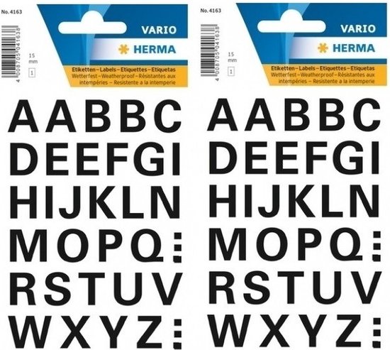 Foto: Letter stickers 64 stuks alfabet zwart 15 mm