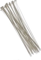 100x kabelbinders tie-wraps - 3,6 x 200 mm - witte tie-ribs
