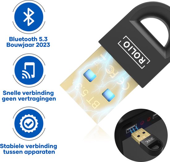 Adaptateur Rolio Bluetooth 5.3 - Toutes les versions de Windows - Émetteur  et