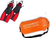 Palmes de plongée Ocean Reef Duo 2 en sac étanche - Rouge L/XL