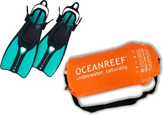 Ocean Reef Duo 2 snorkelvinnen in drybag - Turquoise S/M