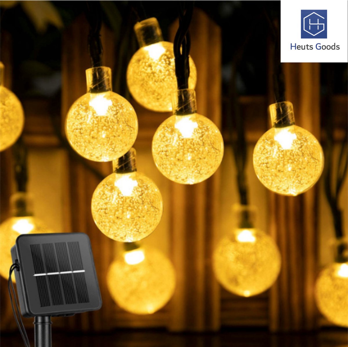 Heuts Goods - Solar Tuinverlichting - Tuinverlichting op Zonneenergie - Solar Lichtsnoer Buiten – 8 Lichtstanden - ø2CM - 6.5M 30LEDs