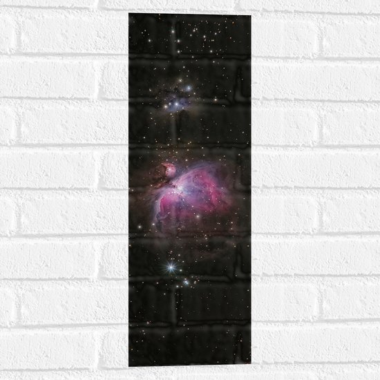 Muursticker - Paars Getinte Vlekken tussen de Sterren in het Universum - 20x60 cm Foto op Muursticker
