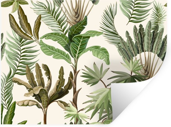 Muurstickers - Sticker Folie - Jungle - Palmboom - Bananenplant - Kinderen - Natuur - Planten - 40x30 cm - Plakfolie - Muurstickers Kinderkamer - Zelfklevend Behang - Zelfklevend behangpapier - Stickerfolie