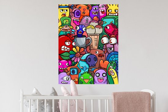 Stickers muraux - Feuille Autocollant - Motifs - Monster - Arc-en-Ciel - Drôle - Abstrait - Enfants - 60x80 cm - Film Adhésif - Stickers muraux Chambre Enfant - Papier Peint Auto Adhésif