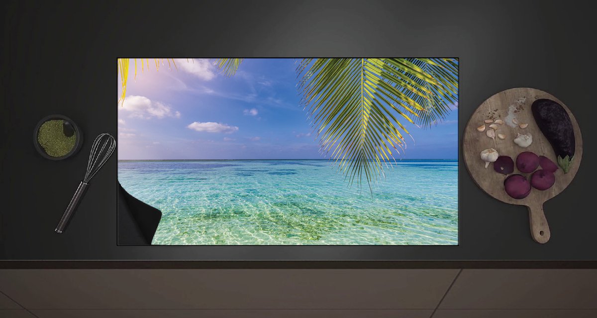 Inductieplaat Beschermer - Palmbladen hangend voor een Heldere Oceaan - 90x52 cm - 2 mm Dik - Inductie Beschermer met zwarte kern