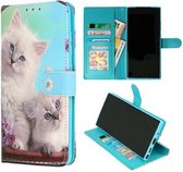 City hoesje bookcase geschikt voor Samsung Note 20 Ultra Pasjeshouder Katten