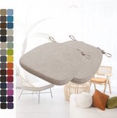 Set van 2 stoelkussens met strikbandjes, comfortabel wasbaar antislip zitkussen, ideaal voor huis- en tuindecoratie, vele kleuren en maten om uit te kiezen (40 x 38 x 3 cm, taupe)