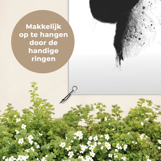 Affiche de jardin - Toile de jardin - Posters de jardin extérieur - Panda - Bonnet de Noel - Coeur - Amour - 90x120 cm - Jardin