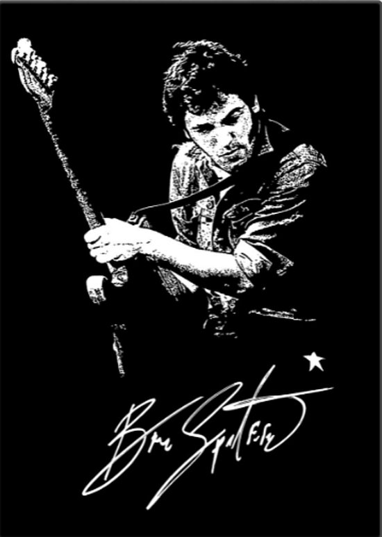 Allernieuwste.nl® Peinture sur toile Bruce Springsteen Live - Chanteur de rock américain, guitariste et auteur-compositeur-interprète - Zwart Wit - 50 x 70 cm