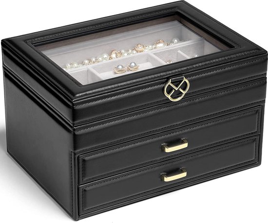 Travel Jewelry Box for Women / watch box jewelry box \Jewelry Holders Portable Jewelry Organizer Case for Necklace Earrings Rings - Drawers Jewelry Storage Box /Juwelendoos