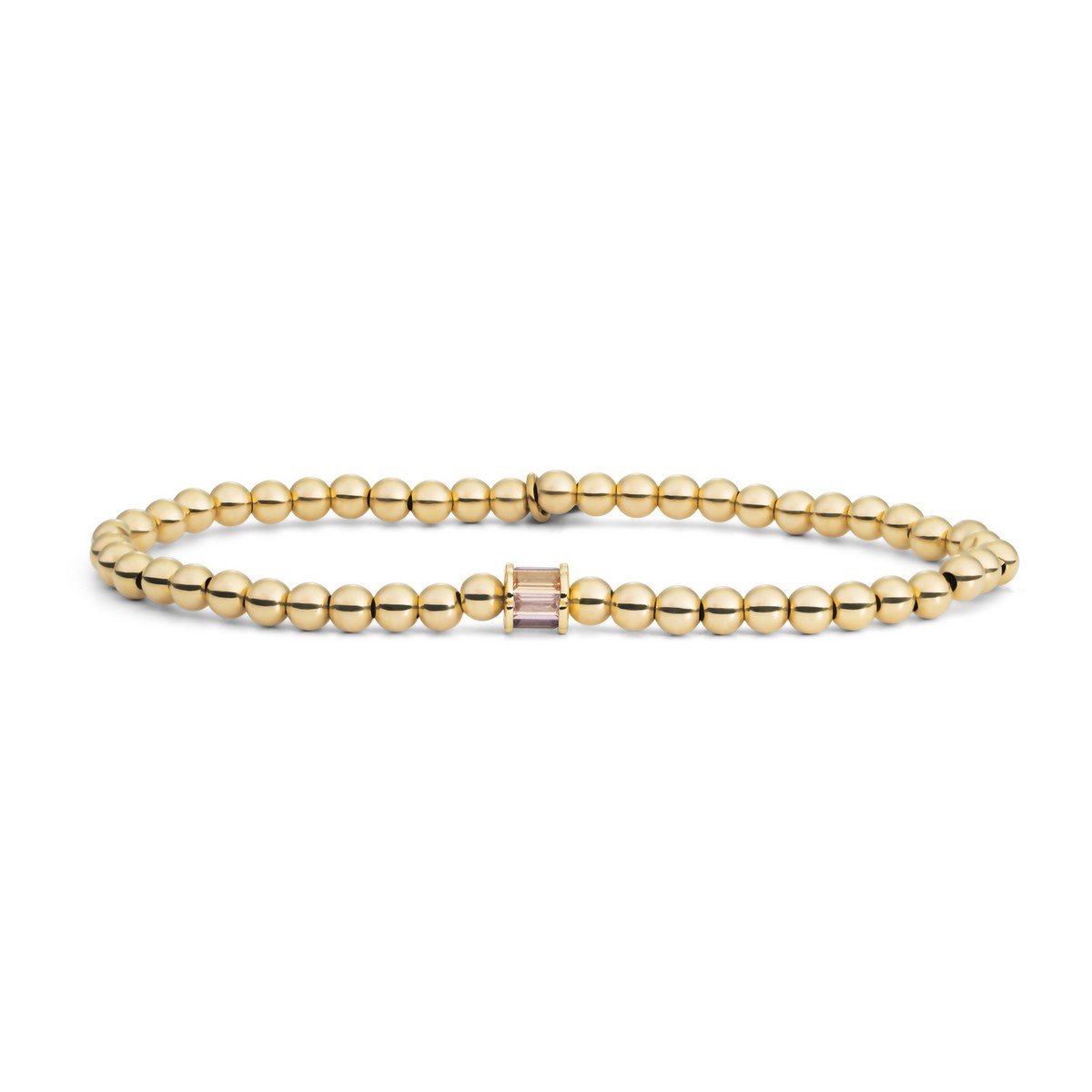 Sparkling Jewels Armband | Gold - Baguette Cylinder Purple CZ SB-G-4MM-BA04