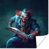 Poster Clown - Horror - Mes - Kleding - Portret - 75x75 cm