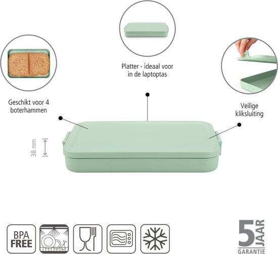 Brabantia Make & Take Lunchbox - Plat - Plastique - Vert Jade