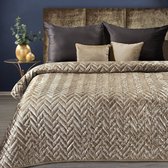 Couvre-lit de luxe Oneiro's AGATA Type 1 Marron/or - 220x240 cm - couvre-lit 2 personnes - beige - literie - chambre - couvre-lits - couvertures - vivre - dormir