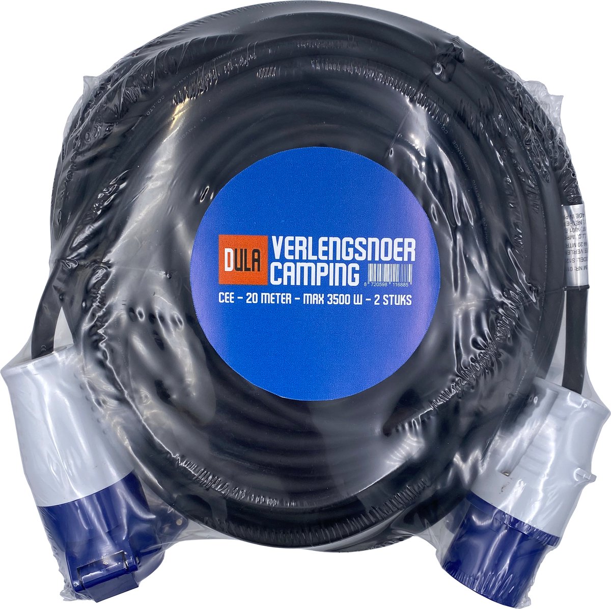 Verlengsnoer 20 meter 2x1mm² met klep IP44 spatwaterdicht