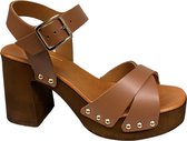 Riverwoods Lara Cognac-open pumps-sandalen met hak