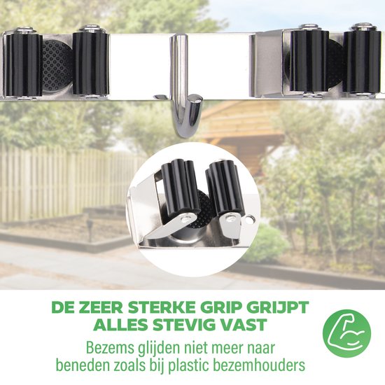Bezemhouder - Jarilo - RVS - Bezem Ophangsysteem - Gereedschapshouder - Opbergsysteem Tuingereedschap - Ophanghaken — afbeelding 5