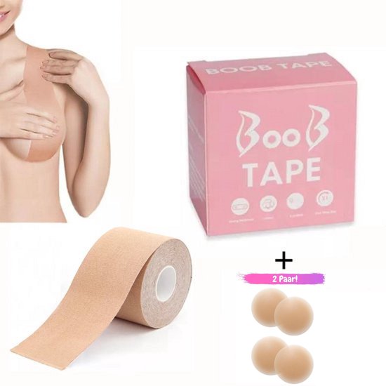 Tepelcovers - Set van 2 Paar met Boob Tape - 5 Meter Lang - 5 CM Breed - Tepelbedekkers - Siliconen - Tepelpads - Herbruikbaar - Tepelplakkers - Onzichtbaar