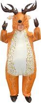 KIMU® Opblaas Kostuum Hert Bruin - Opblaasbaar Pak - Hertenpak Mascotte Opblaaspak - Opblaasbare Ree Rendier Bambi Pak Dames Heren Festival