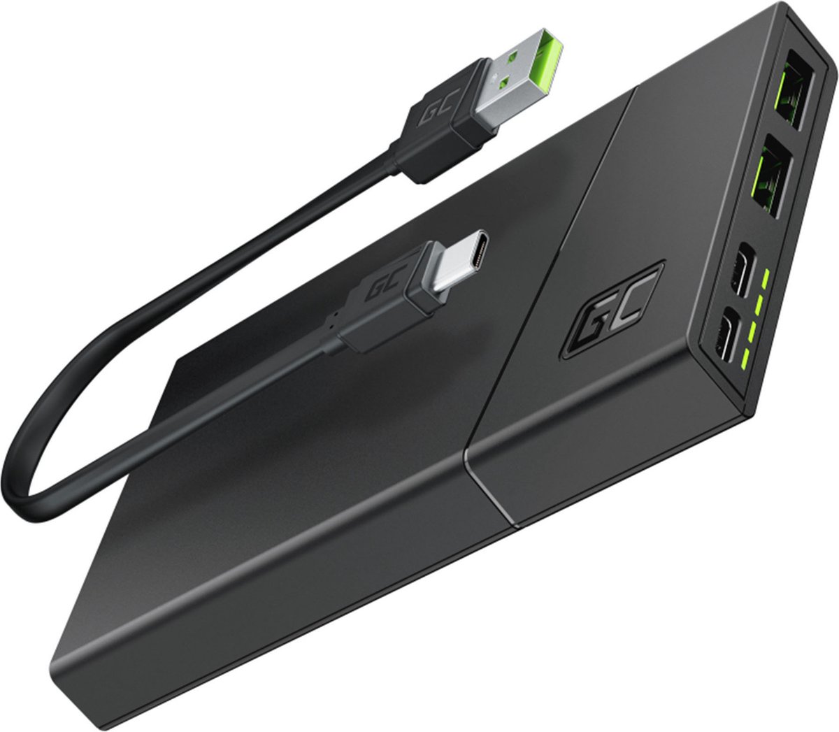 Powerbank GC PowerPlay10S 10000mAh met snel opladen 2x USB Ultra Charge en 2x USB-C Power Delivery 18W.