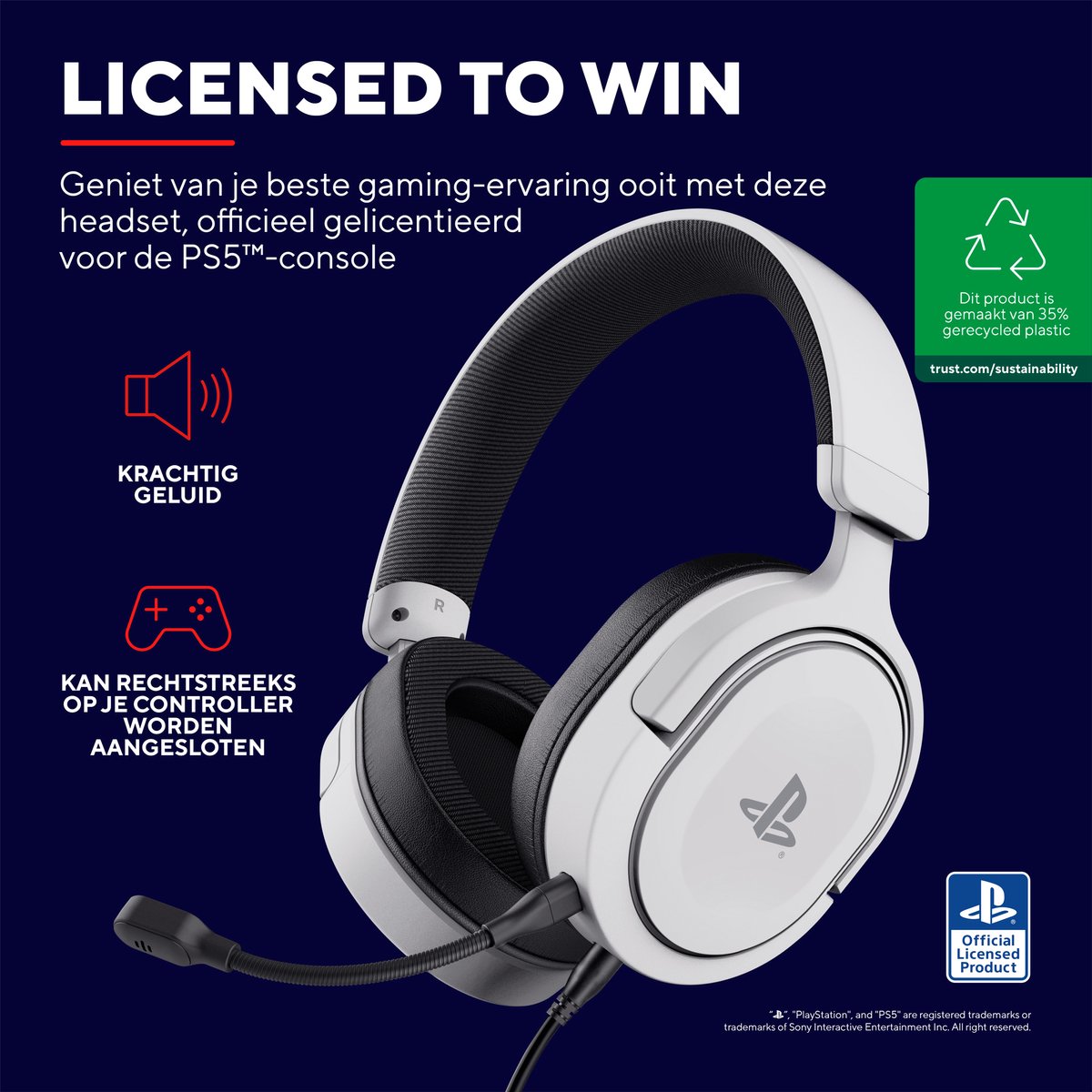 Trust GXT498W Forta - Licenced Gaming Headset - Geschikt voor Playstation 5 - PS4/PS5 - Wit — afbeelding 3