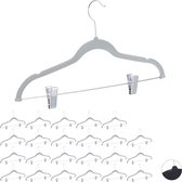 Relaxdays kledinghanger met clips - 24 stuks - grijs - klerenhanger - broekhangers