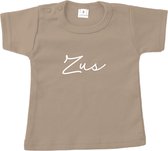 Baby t-shirt korte mouw - Zus - Beige - Maat 98 - Zwanger - Geboorte - Big Sister - Grote Zus - Aankondiging - Zwangerschapsaankondiging - Peuter - Dreumes